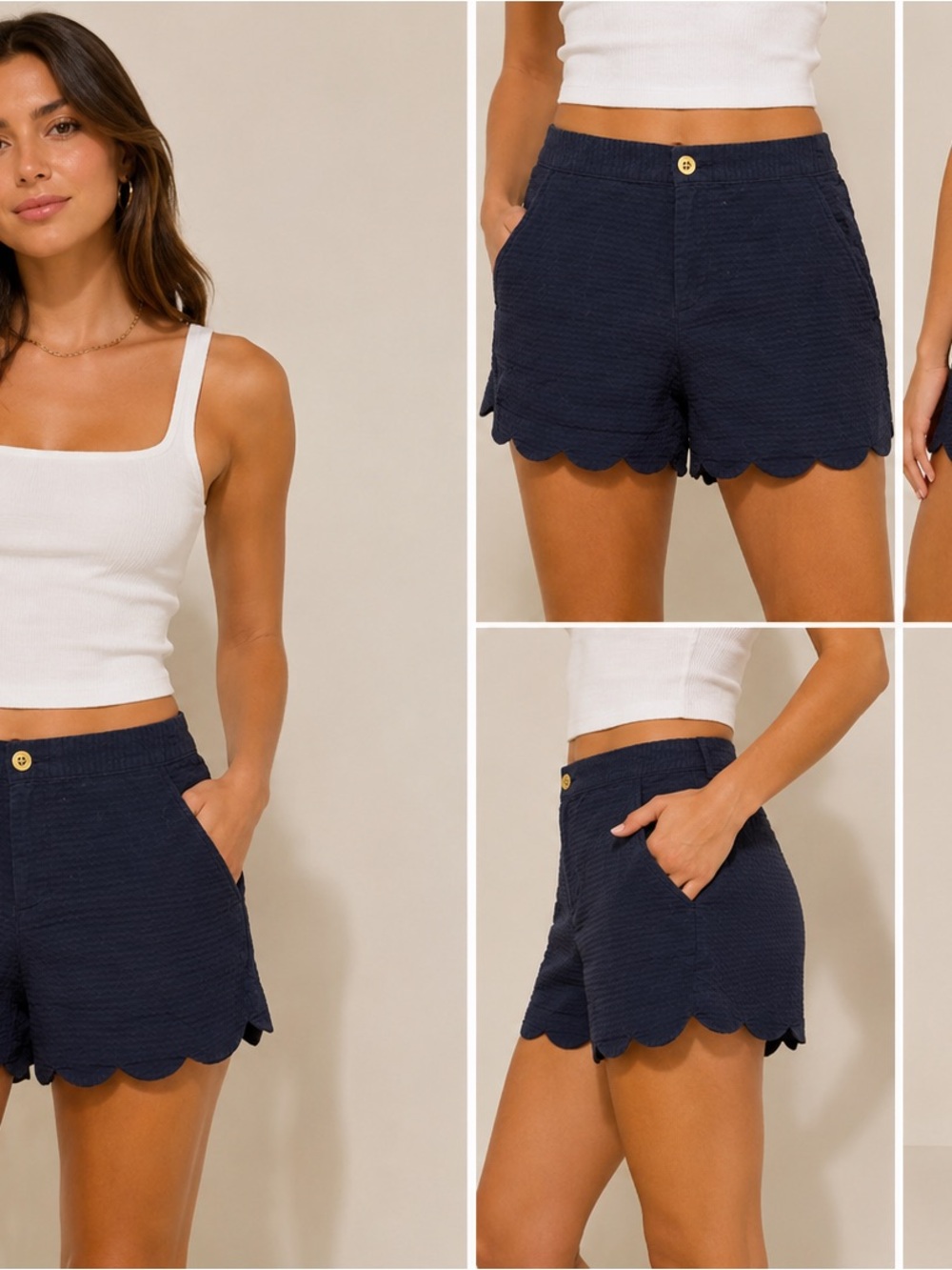 Lilly Pulitzer Navy Scallop Hem Shorts